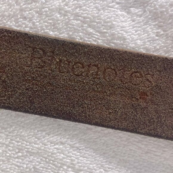 Vintage Bluenotes Brown Leather Boho Belt With Brass Tone Flowers - Picture 3 of 13